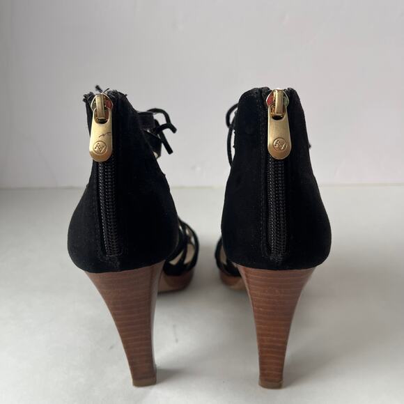 ADRIENNE VITTADINI Anjolie-1 Suede Strappy Web Heel Womens 8.5 Witchy Black - Picture 7 of 15